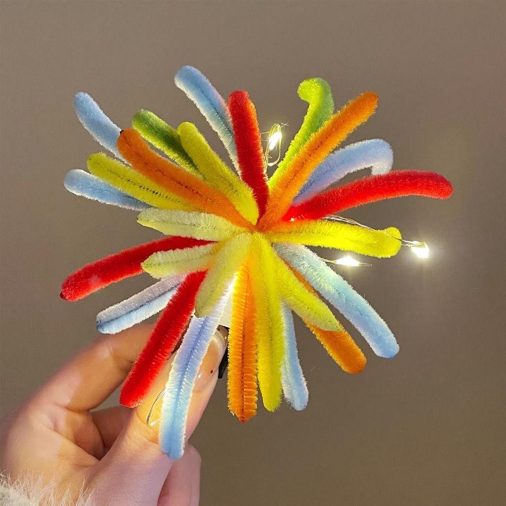Handmade Glow Color Strip Hair Clip Lighting Personality Hair Accessories Blue Color Dazzling Flower Styling Hair Clip