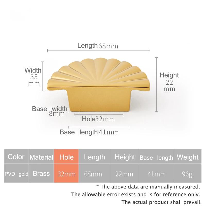 Brass Handle Semi-Circular Shape Door Knob Furniture Handles Sector Drawer Pulls Kitchen Cabinet Gold Knobs and Handles