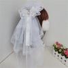 Ribbon Bowknot Veil Small Hat with Hair Clip Fashion Headwear Women Teens Halloween Hair Bows Masquerades Party Headwear