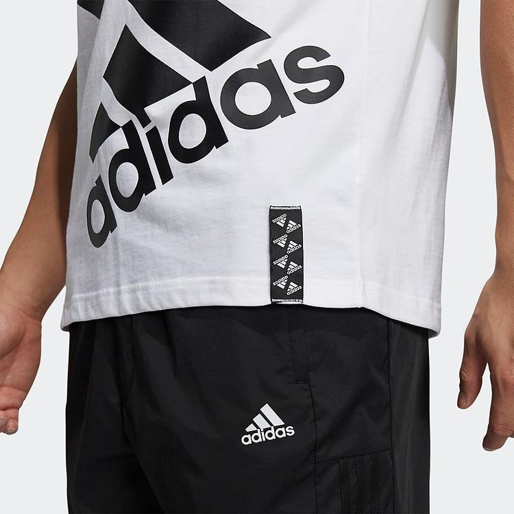 adidas Contrast Large Logo Print Sports Fitness Round Neck Short Sleeve T-Shirt Men Tops White HE7410
