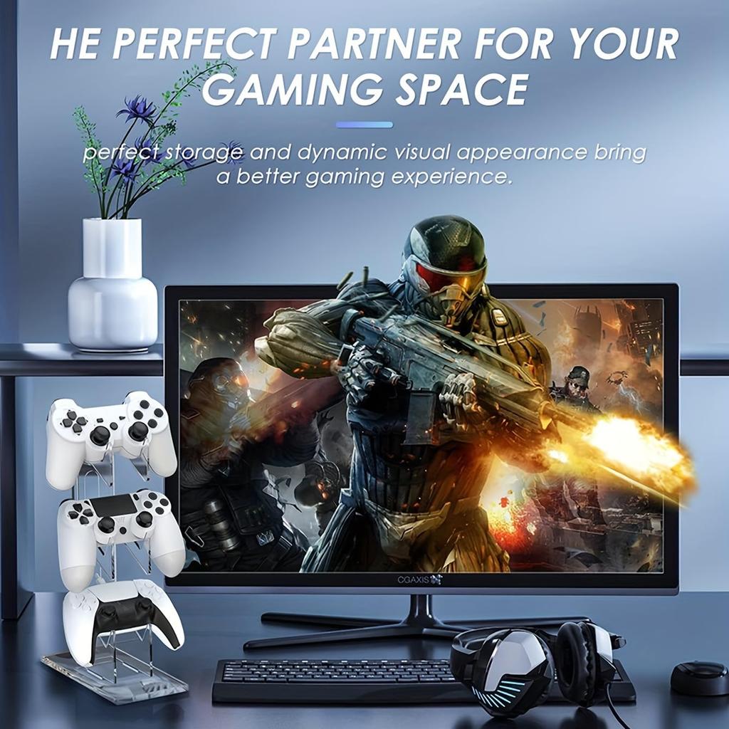 BGGCHEECA LO-L [30CM] Stolní stojan 3 v 1 s 3vrstvým designem pro ovladače a sluchátka, Kompatibilní s PS4, PS5, Switch, Xbox One a PC.