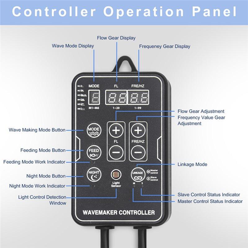 Magnetic Fish Aquarium Wave Maker Powerhead Digital Led Display Controller Water Inverter Pump