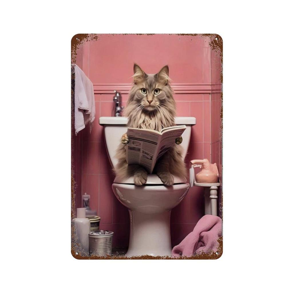 Funny Animals Toilet Metal Signs Decor Gorilla Elephant Cat Dog Wall Art Tin Sign Posters Picture for Bathroom