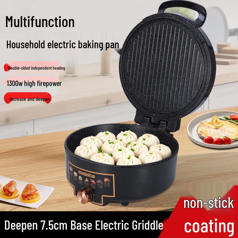 Electric Double-Sided Non-Stick Griddle for Eggs, BBQ, and Pastry