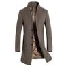 Luxurious Mens Winter Formal Trench Coat Double Breasted Long Wool Jacket Outwear