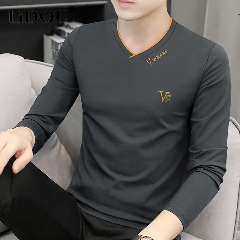 Maglietta elegante alla moda coreana da uomo, casual, sportiva, chic, tinta unita, Y2K, hipster, da strada, casual, abbigliamento maschile