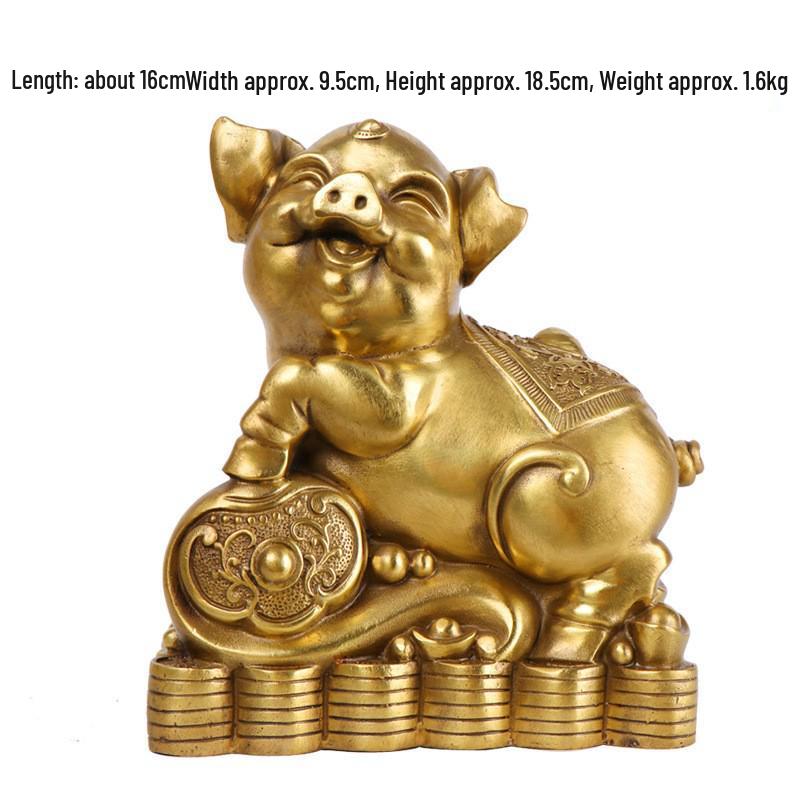 Copper Ruyi Pig Zodiac Ornament - Handcrafted Home Decor