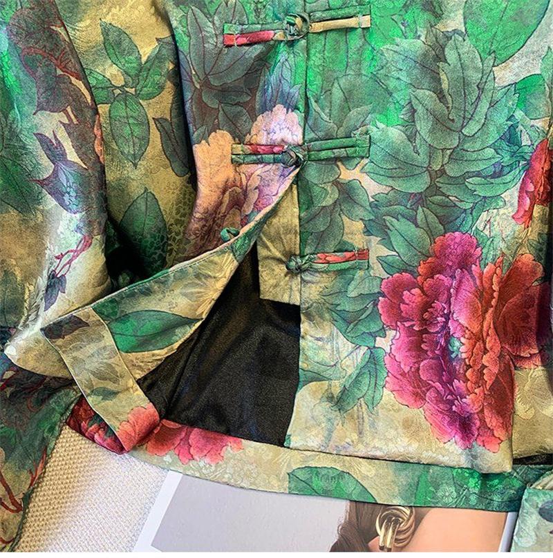 Women's Jacket Outerwears Chinese Light National Wind Jacquard Jacket Women's Spring Tang Suit Buckle High-end Retro Coat