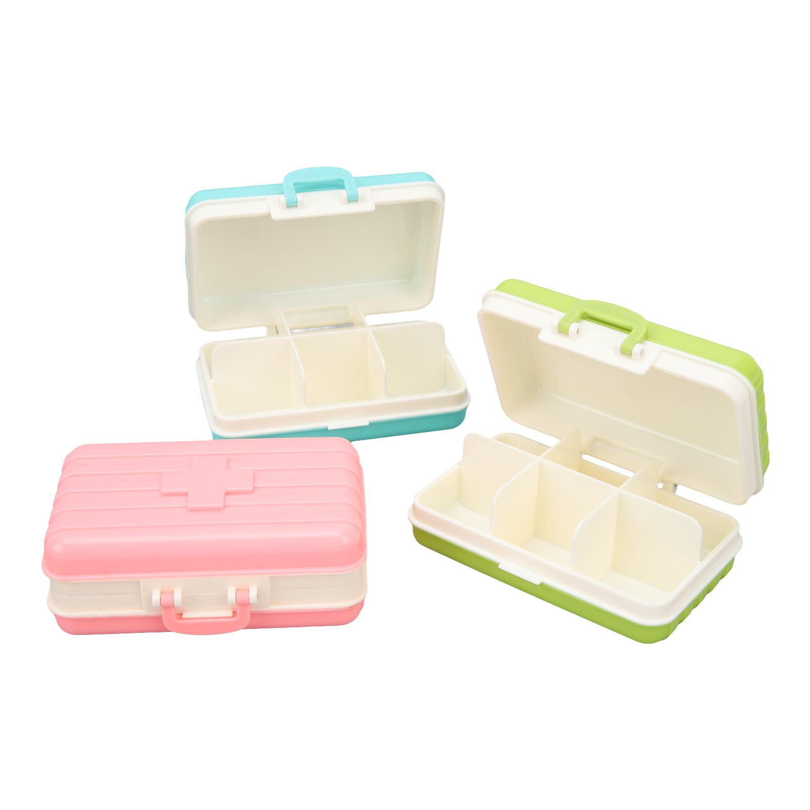 

3pcs Medicine Box Portable Medicine Box 6 Compartment Storage Medicine Box for Traveling