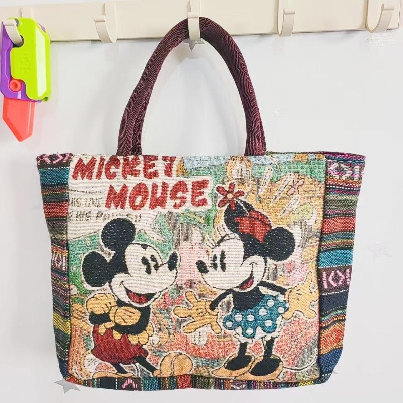 Canvas bag, women's large-capacity double-sided embroidered animal handbag, mommy bag, go shopping, handbag
