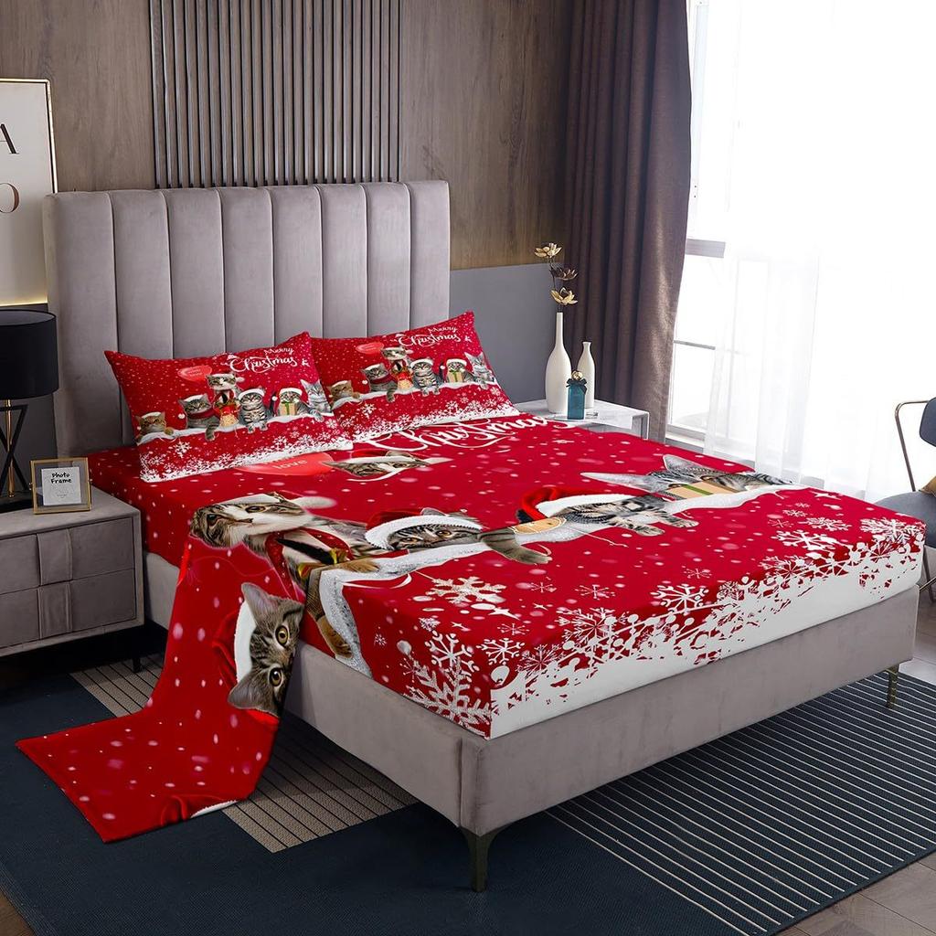 Weihnachtsmotiv Matratze Vier-teiliges Bettwäscheset Schlafzimmer Wohnheim Bettwäsche Dekoration