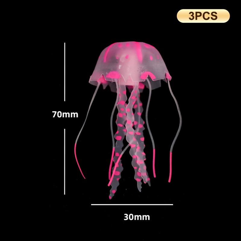 3Pcs Artificial Glowing Fluorescent Jellyfish Aquarium Decoration Fish Tank Underwater Plant Marine Aquatic Landscape Ornament
