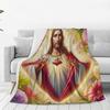 Jesus Christ Angelic Heart Religious Blankets Soft Warm Flannel Throw Blanket Bedding for Bed Living Room Picnic Travel Sofa