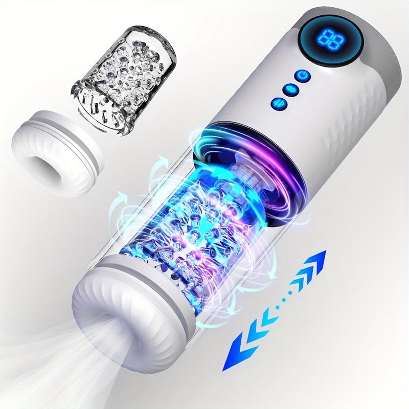 1pc Male Masturbator Sex Toys For Men - Male Sex Toy Adult Toys 9 Thrusting 9 Rotating 9 Suck Modes With LCD Display Visual Window Interactive Inducti