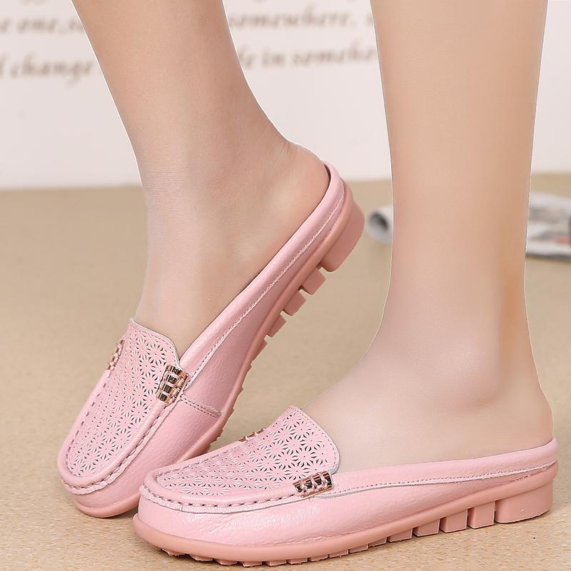 Женская кожаная дышащая обувь на плоской подошве — фото 9