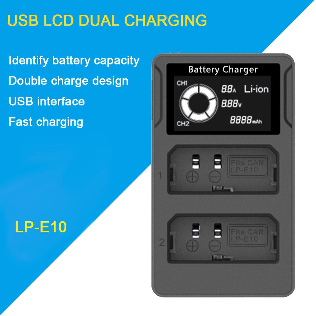 Buy ON LCD Display USB Camera Battery Dual Charger for Canon LPE10 EOS 1100D 1200D at