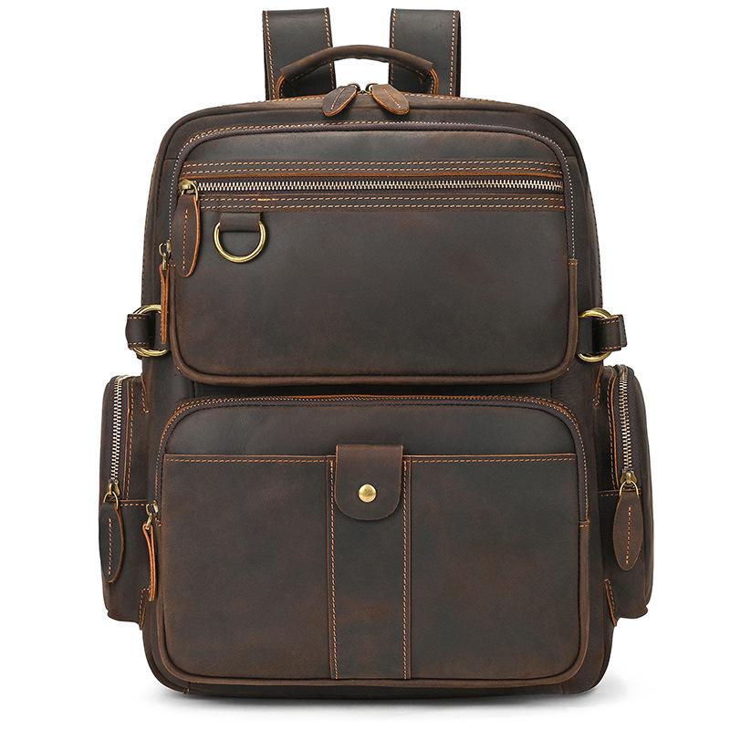 Vintage Crazy Horse Leder Rucksack für Damen und Herren - Echte Leder Reise- und Schultasche