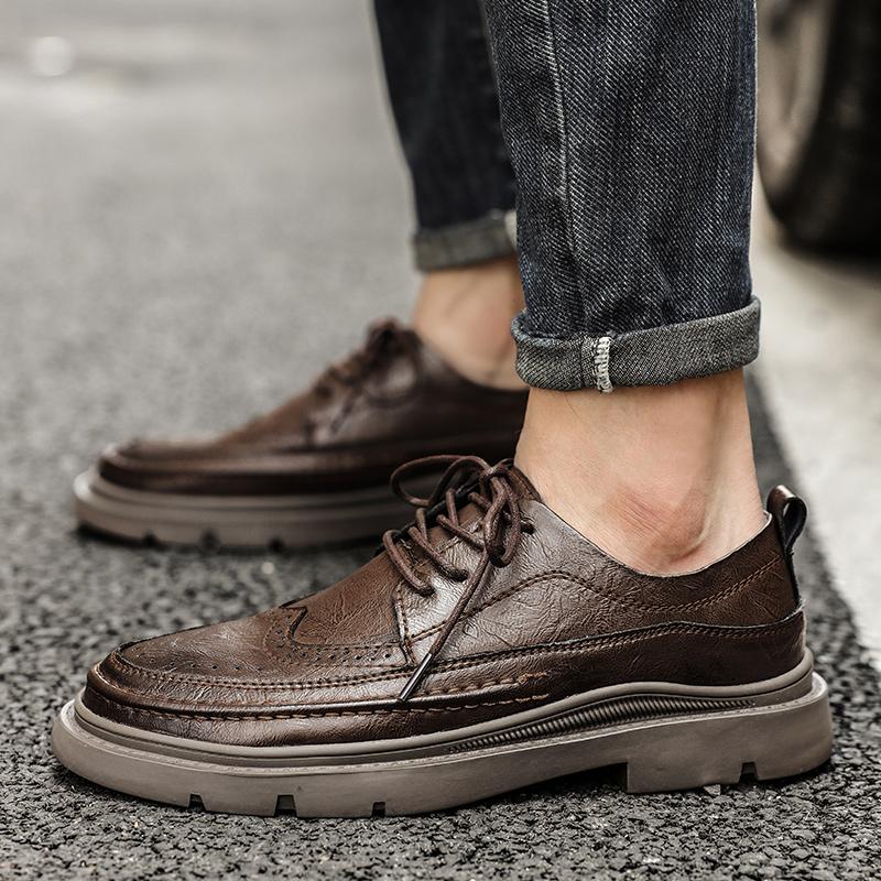 Spring Brand Men's Leather Oxford Shoes Men's Business Thick Sole Genuine Leather Shoes Office Dress Leather Shoes Casual Shoes