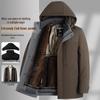 Men's Middle-Aged & Elderly Plus Velvet Warm Winter Down Jacket with Goose Down Liner