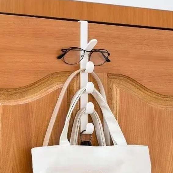 Door Hanger with Vertical Design 5 Hooks White Color Durable Plastic China Manufactured Seller Code GM-uc5x 1 Unit 280mm X 40mm X 3mm Size Factory Pr