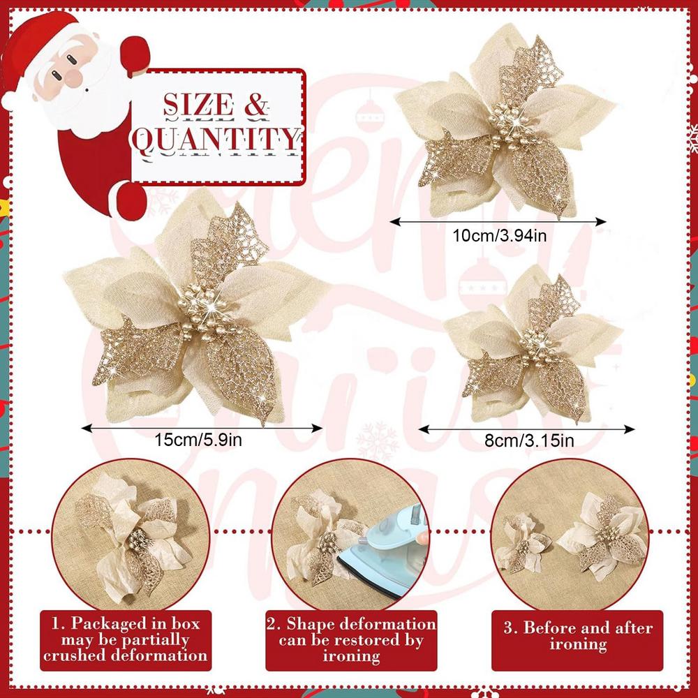 

Wedding Artificial Flowers Flowers Christmas Tree Ornaments Christmas Tree Wreaths Garland Decor for Home Holiday Seasonal золотий