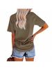 Women's Letter Print Crew Neck T-Shirt Short Sleeve Loose Basic Tee with Pocket