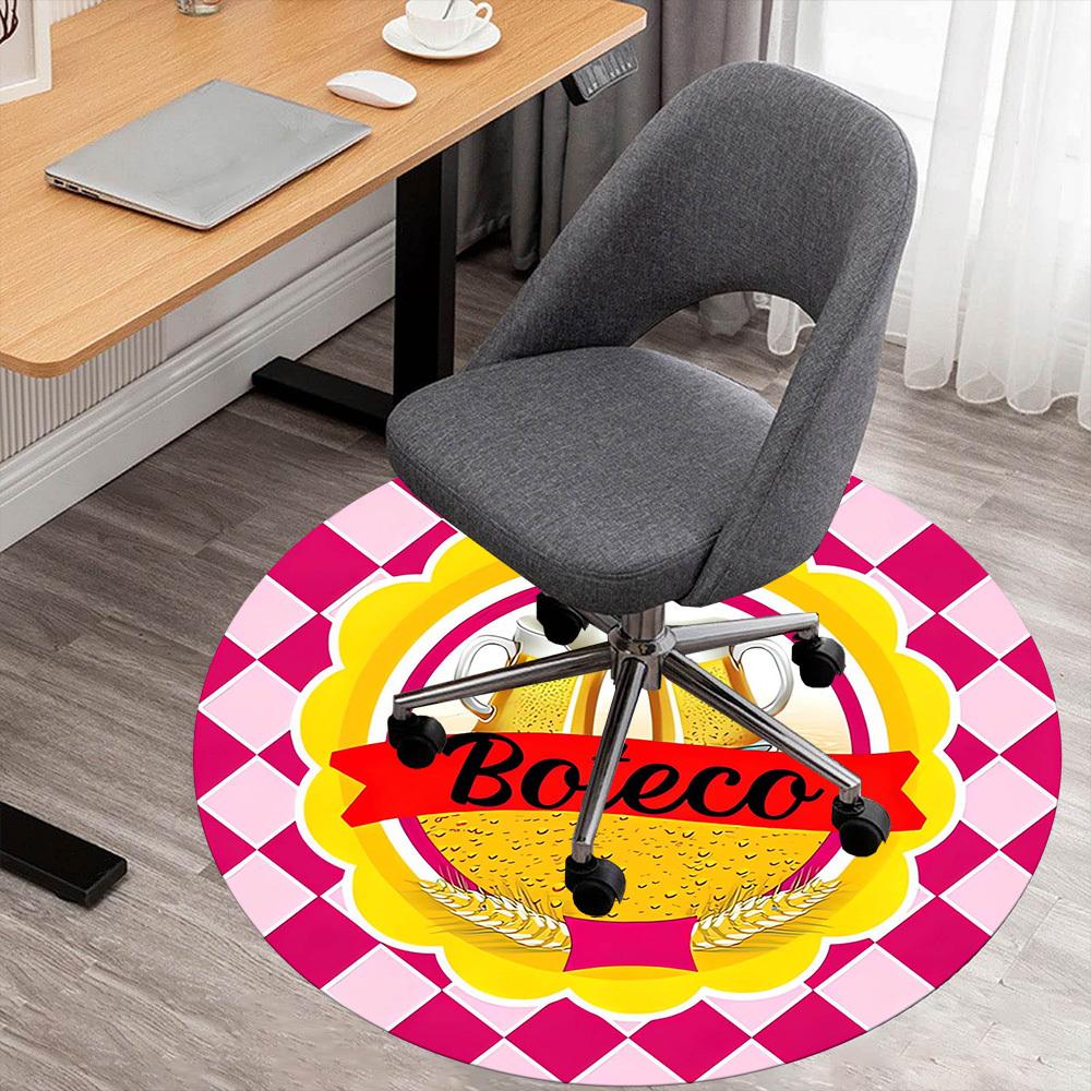 1pc Boteco, Beer Round Chair mat Area Rug - Non-Slip, Floor Mat for Office, Bedroom, home decor Christmas Gift p0811223