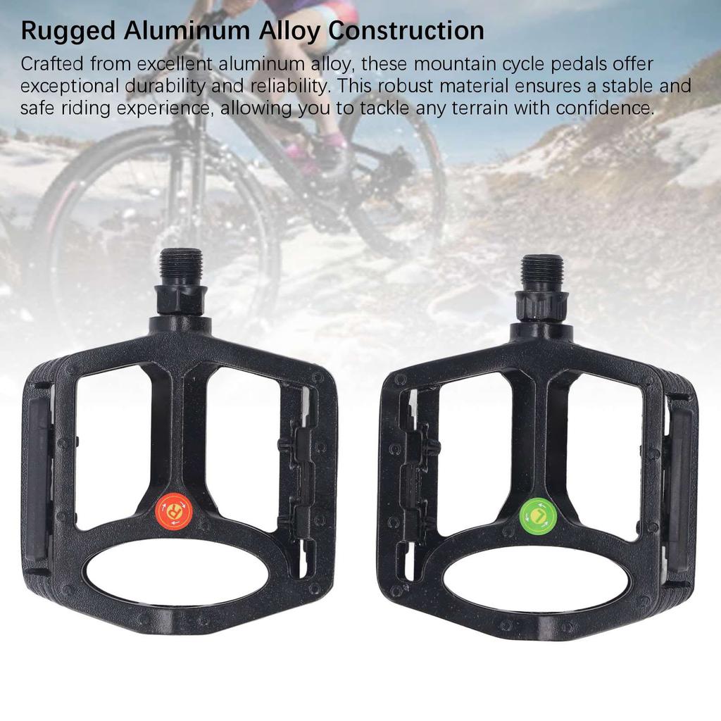 1 Pair Mountain Cycle Pedal Aluminum Alloy Non Slip Stable Flat Platform Pedal Replacement