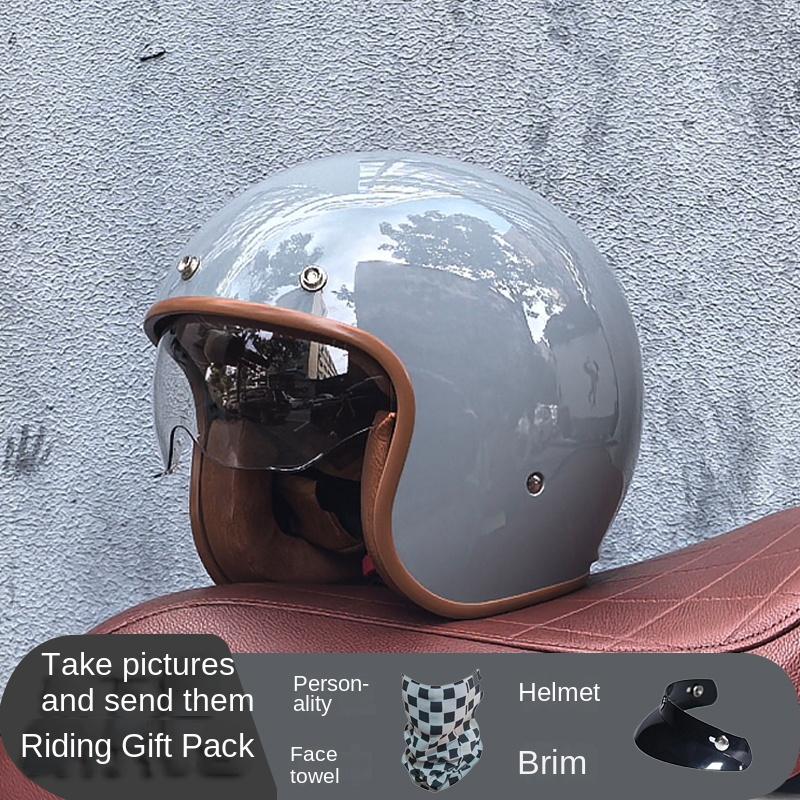ORZ Motorcycle Helmet 3/4 Open Face Vintage Casco Moto Jet Scooter Bike Helmet Retro DOT approved Casque Motociclismo