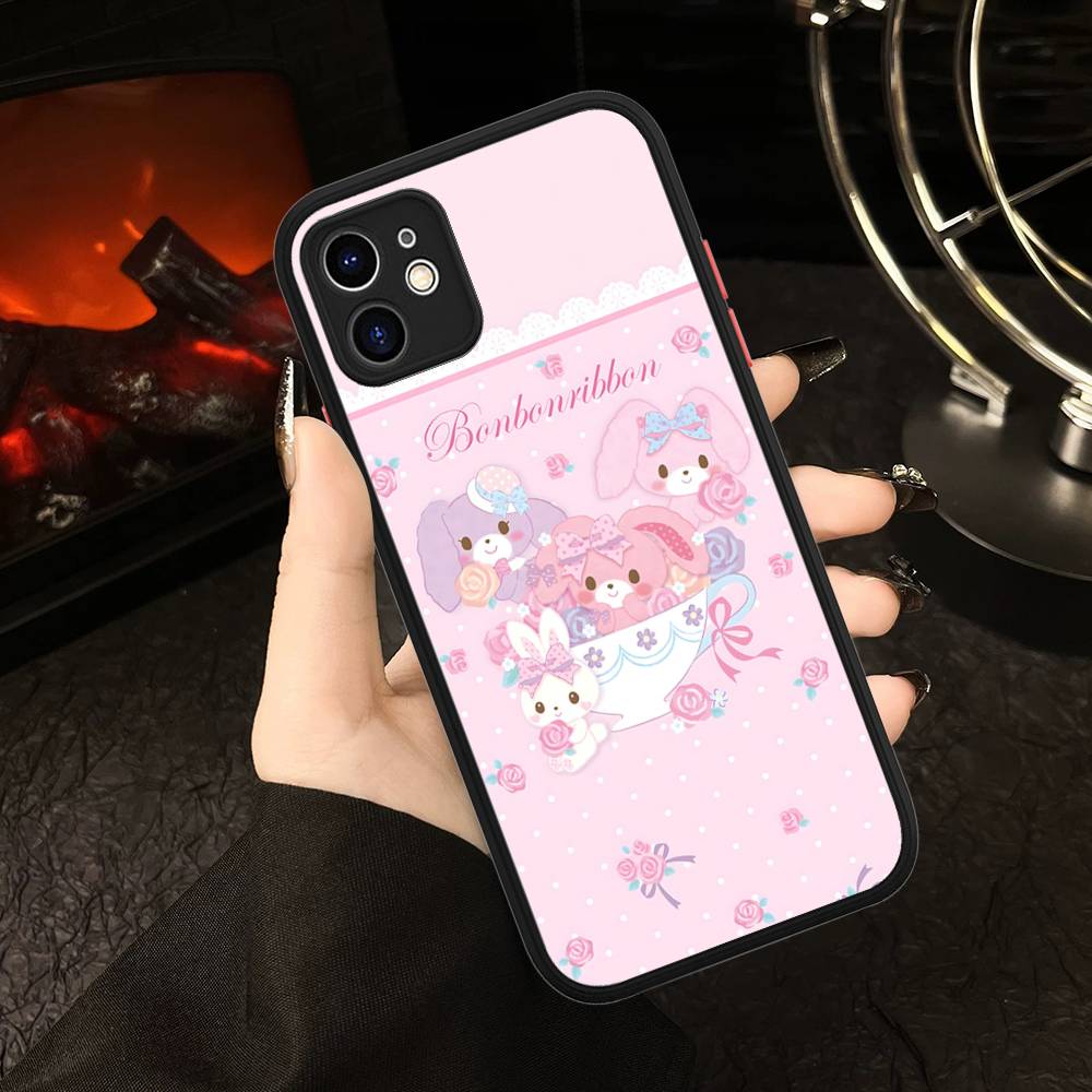 Cute Cartoon Bonbonribbon For IPhone 11 12 13 14 15 16 Pro Max Plus Matte Translucent Phone Cover