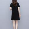 Casual Fashion Printed Midi Dress Summer Short Sleeve All-match Women's Clothing Round Neck Korean Loose A-Line Waist Dresses