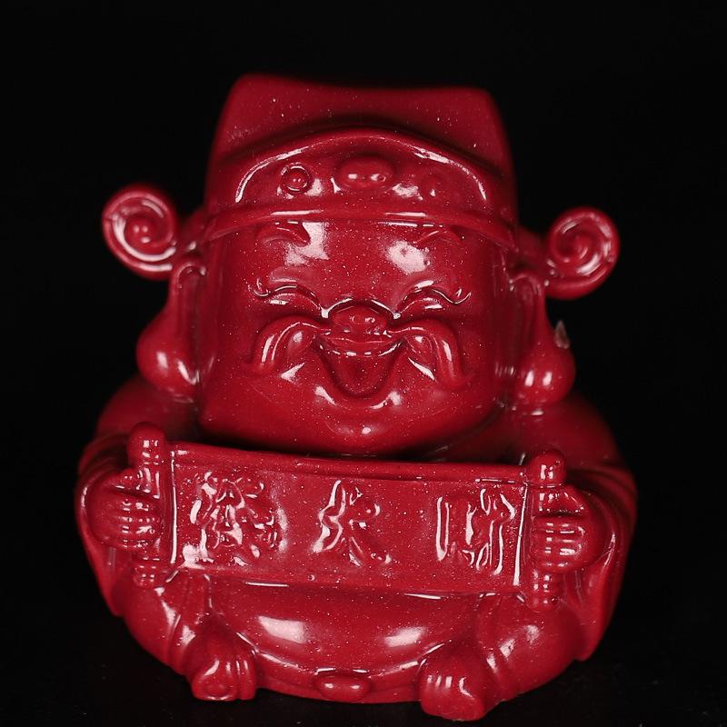Cinnabar God Of Wealth Decoration Desktop Small Living Room Furnishings Ornaments Enrichment Wangzhai Entrance Decorat