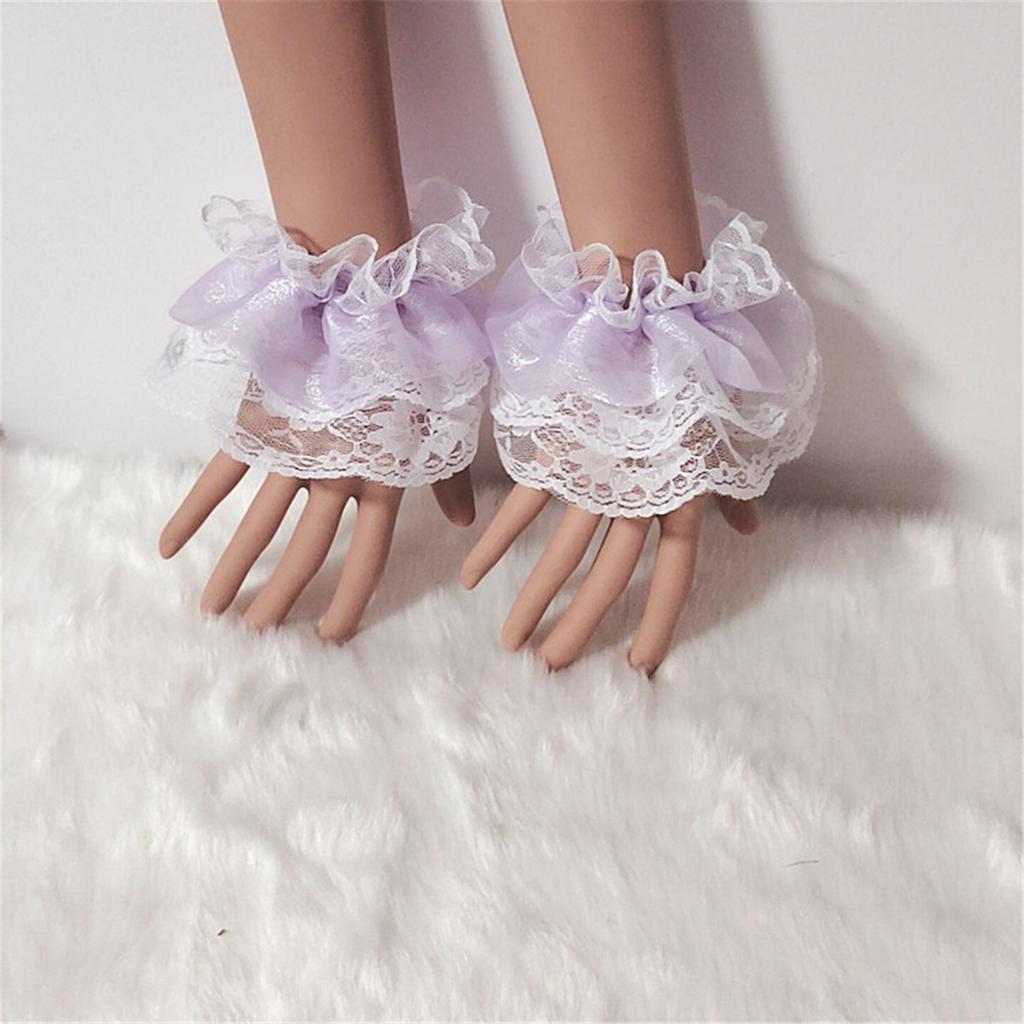 Japanese Maid Wrist Cuffs Lace Short Hand Sleeves for Wrist Coverage and Elegant Anime Outfit Dressingup Accessories