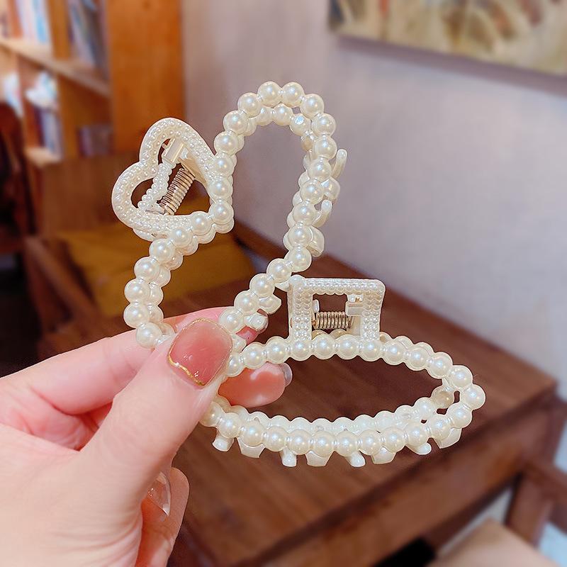 Elegant Korean Pearl Shark Hairpin Clip for Back of Head 