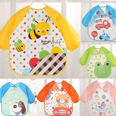 Baby Toddler Boy Girl Long Sleeve Letter Waterproof Feeding Art Apron Bib Smock
