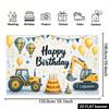 2D Construction Party Backdrop - Excavator & Tractor Banner for Kids Engineering Themed Photoshoot