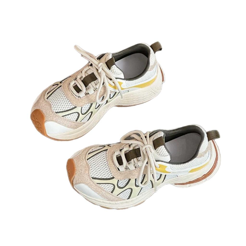 European products popular red dad shoes women 2025 new mesh breathable jogging shoes thick-soled heightening casual sports shoes