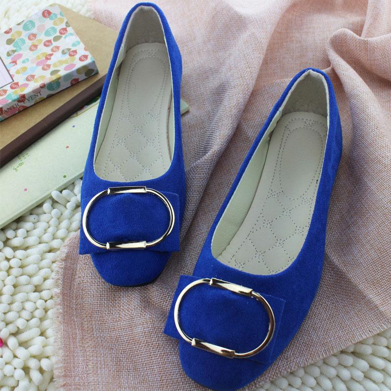 Nieuwe Mode Vierkante Neus Flock Dames Flats Lage Mond Instapper Lente Herfst Damesschoenen Metalen Ring Enkele Schoenen Vrouw WSH2443