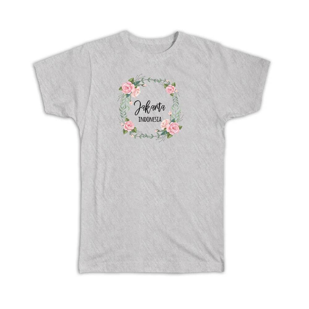 Gift T-Shirt : Jakarta Indonesia Floral Garland 3XL