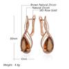 Light Brown Natural Zircon English Earrings For Women Water Droplets  Rose Gold Color High Quality Daily Jewelry
