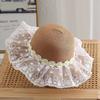Chapeau de Paille d'Été pour Bébé Fille Couleur Unie Dentelle Volant Chapeau de Pêcheur pour Enfants Casquettes de Plage d'Extérieur Pare-soleil Chapeaux Bob à Large Bord