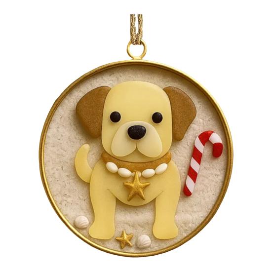 Sea Glass Art Dog Ornament Hanging Dog Sea Glass Christmas Tree Ornament Handcrafted Pet Memorial Decoration for Holiday Home Party Decor
