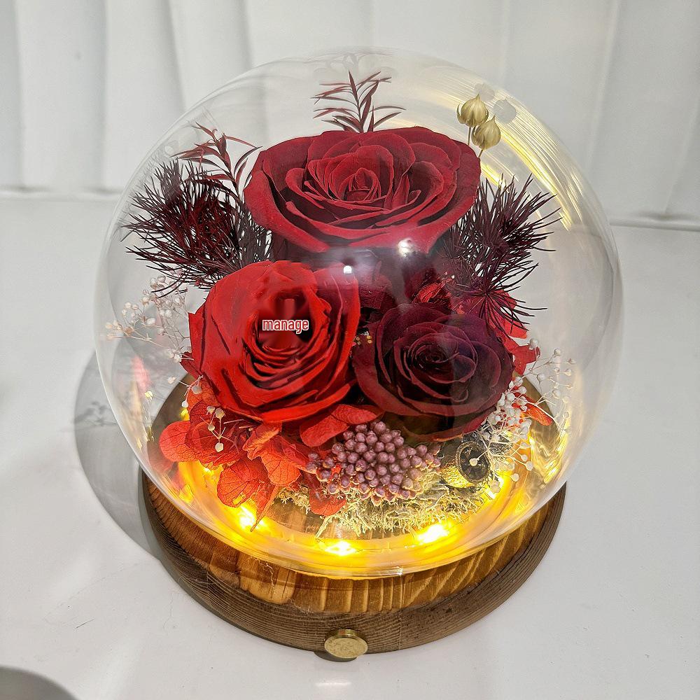Preserved Flower Sphere: Rose & Sunflower Glass Dome Gift for Christmas & Valentine's Day