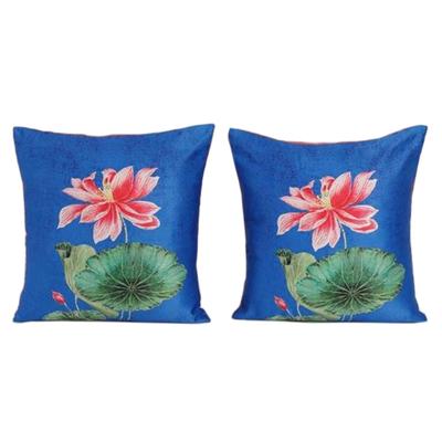 KOKO MAISON INC Lotus Joy Polystain Cushion Cover (Pack of 2) | Flap Closure | Digital Printed