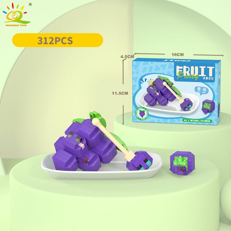 

HUIQIBAO Мини Милые Фрукты Микро Строительные Блоки 3D Алмазная Модель Лимон Кирпичики Сделай Сам Городские Строительные Игрушки для Детей Детский Подарок no box