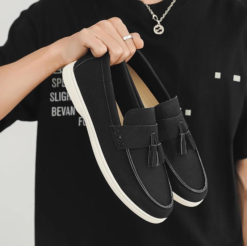 Men's Shoes 2025 New Model, Liu Su Le Fu Shoes, Men's Suede Lightweight Breathable Flat Shoes, Fashionable Casual Flat Shoes