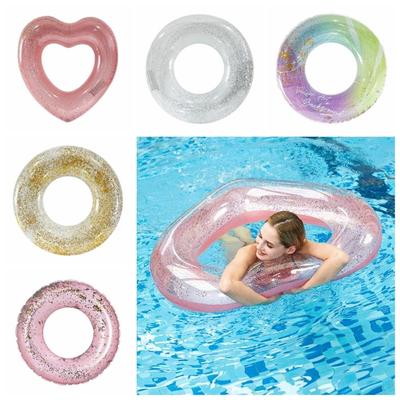 Glitter Sequin Swimming Ring Heart Inflatable Swimming Circle Pool Float Swimming Ring  Adult