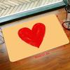 2D Flat Red Brushstroke Heart Yellow Background Flannel Area Rug Non Slip Romantic Love Carpet For Bedroom LivingRoom FloorDecor