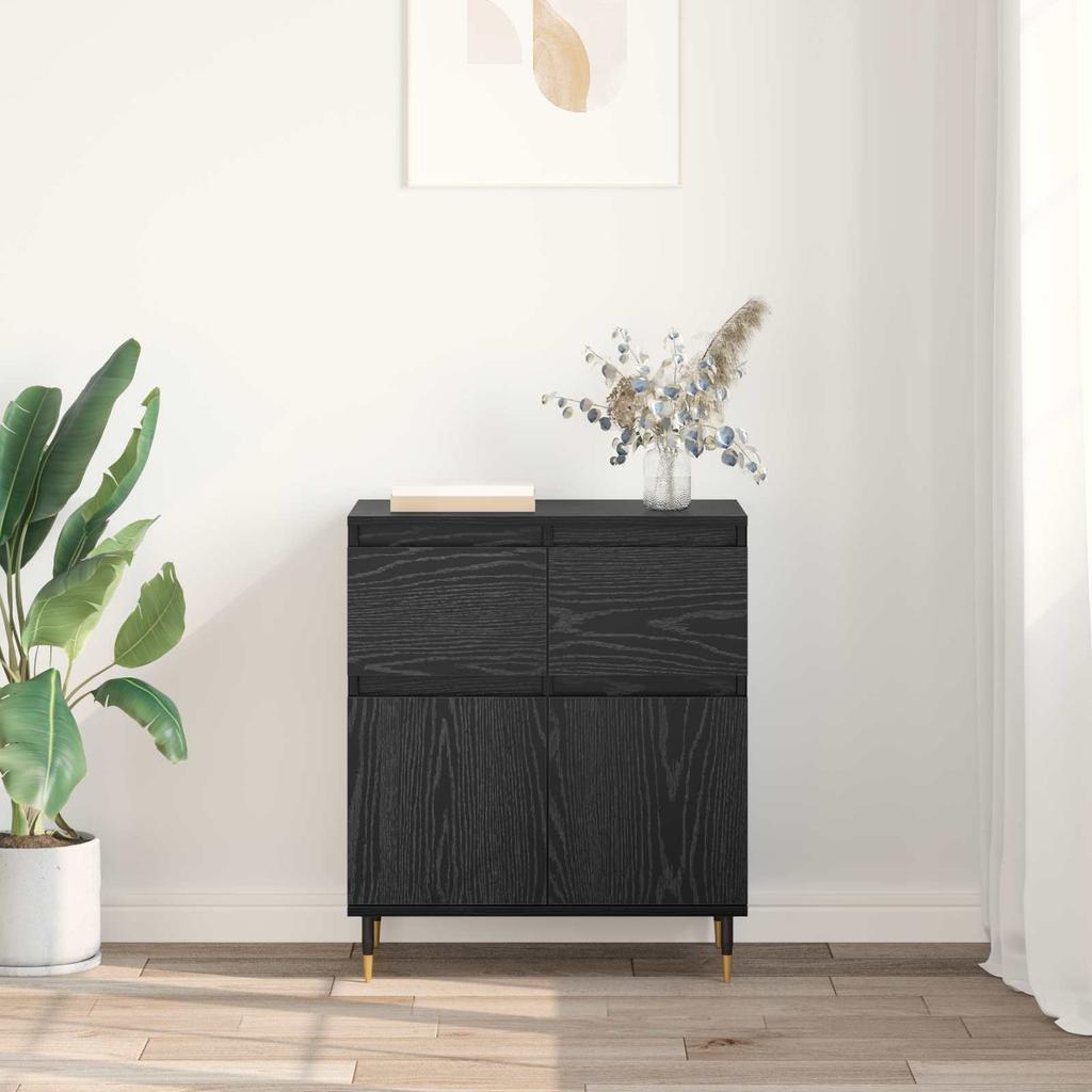 Sideboard with Drawers Black Oak Effect 60 x 35 x 70 cm
