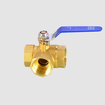Adattatore connettore valvola a sfera a 3 vie, porta a T, porta a L, per acqua, olio, aria e gas, femmina, in ottone